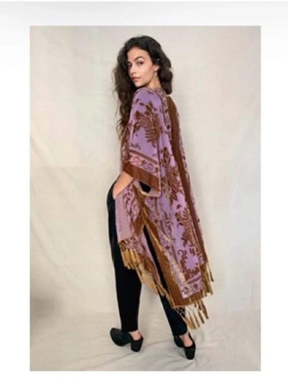 Free People Nightbird Burnout Duster in Lilac Gold
